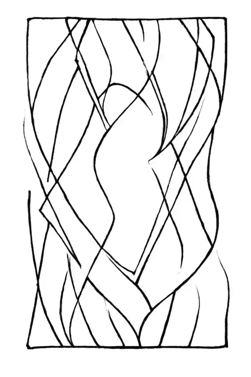 Abstract Lines Under Knee Black And White Drawing