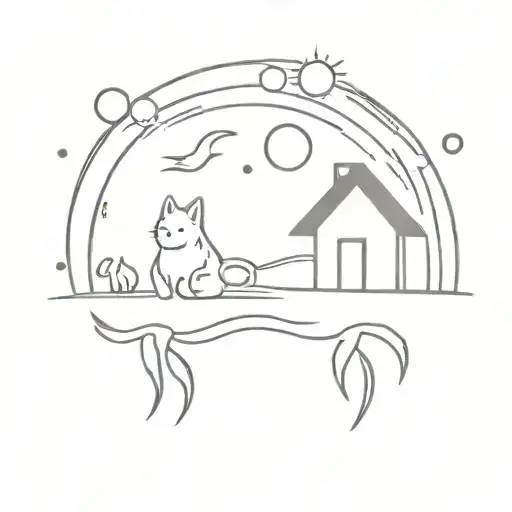 A Little House Sun And Storms And Two Paws Connected