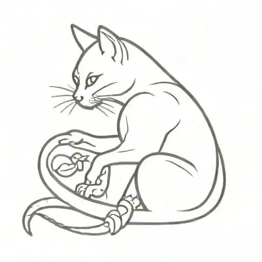 Cat Sitting On A Lizard