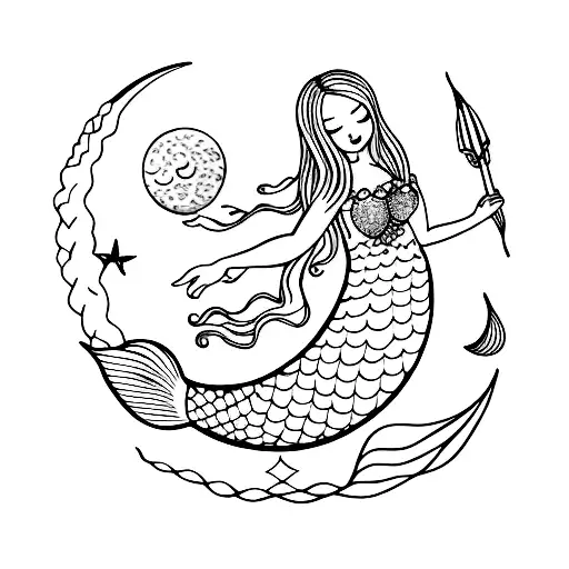Mermaid With Moon
