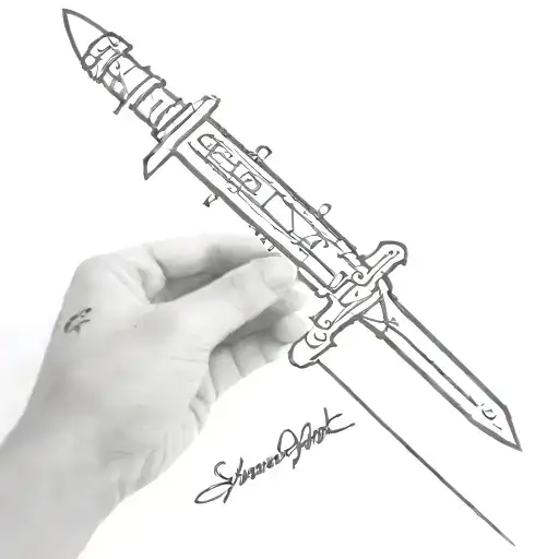 Cyberpunk Sword With Words Around It
