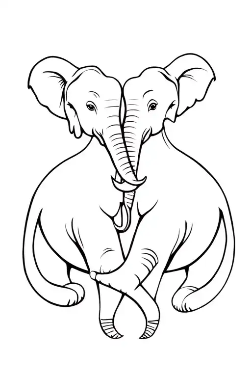 2 Elephants Holding Tails