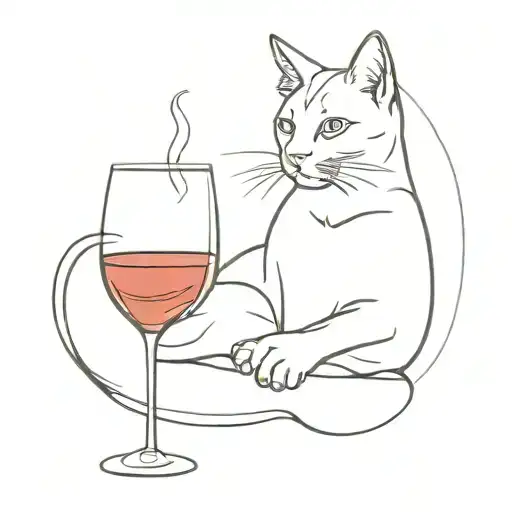 Cat Sitting Whit Glass Of Wine Glass