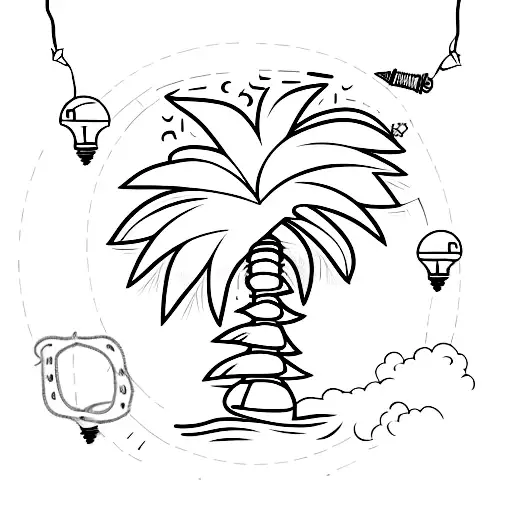 Palm Tree With Light Bulb Chain