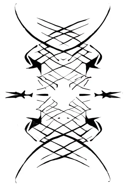 Abstract Lines Under Knee Black And White Drawing