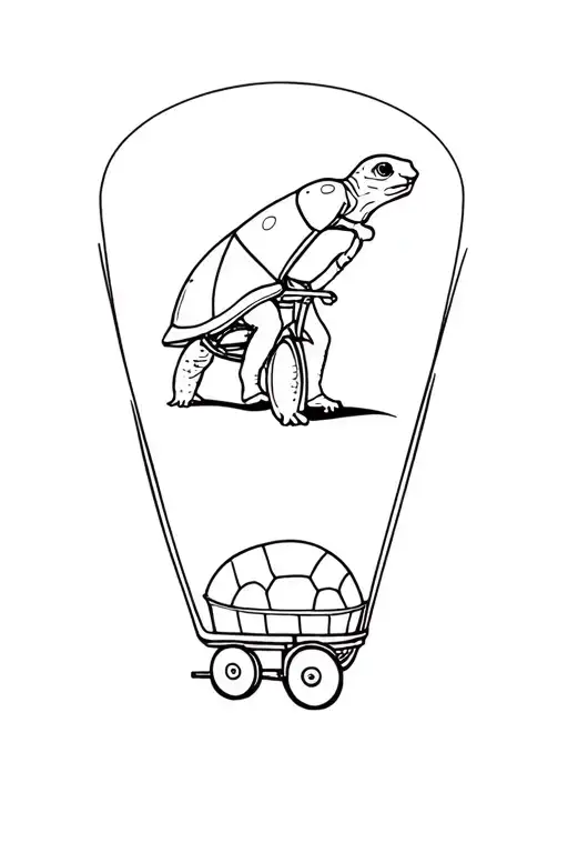 Cycling Turtle And Sitting Cart