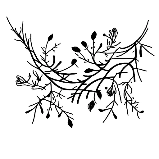 Vine Branch With Flower Buds And Thorns