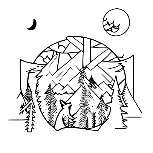 Wolf In A Forest Moon