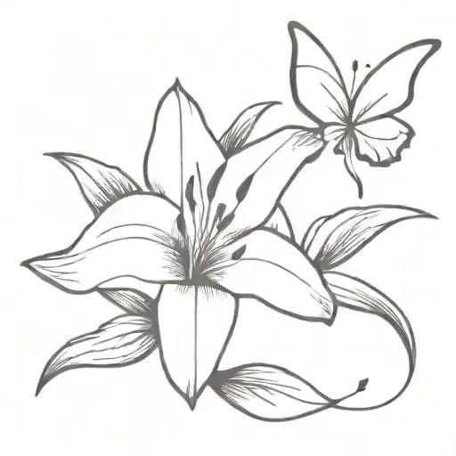 Small Lily And Butterfly