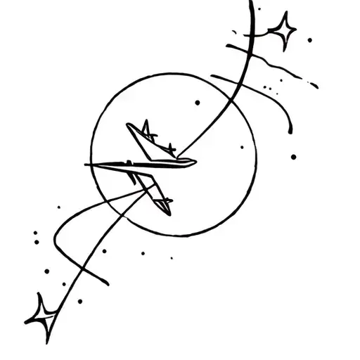 Airplane And Moon Intertwined