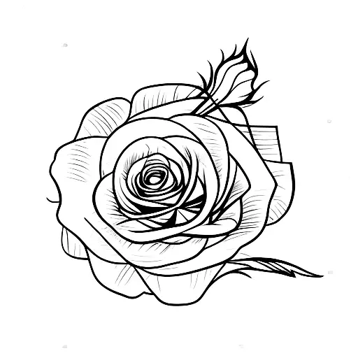 Red Rose With Feather That Surrounds The Stem