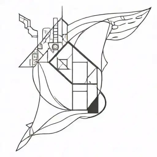 An Abstract Tattoo Incorporating Elements Of Interior Design And Surrealism