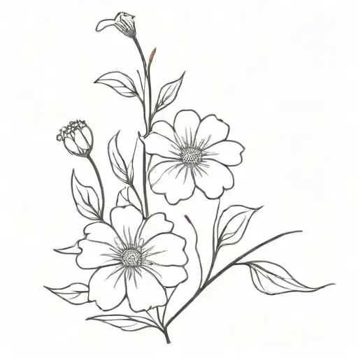 Straight Line Flower Vine With Marigolds