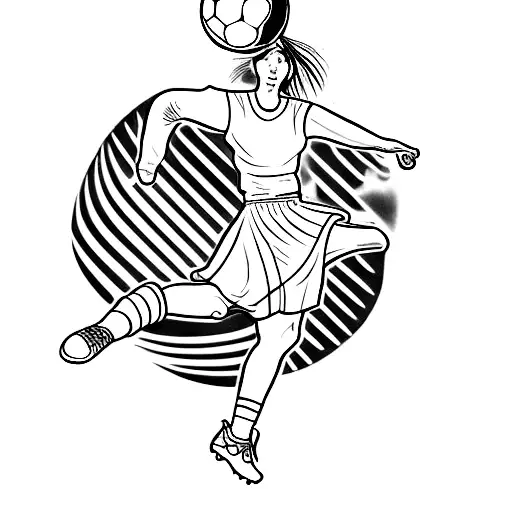 A Minimalist Tattoo Of A Woman Gracefully Kicking A Football
