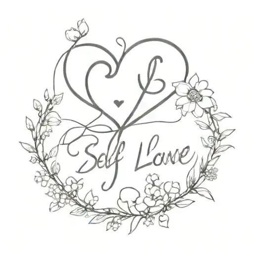 The Word Self Love Inside A Heart Made From Thornes