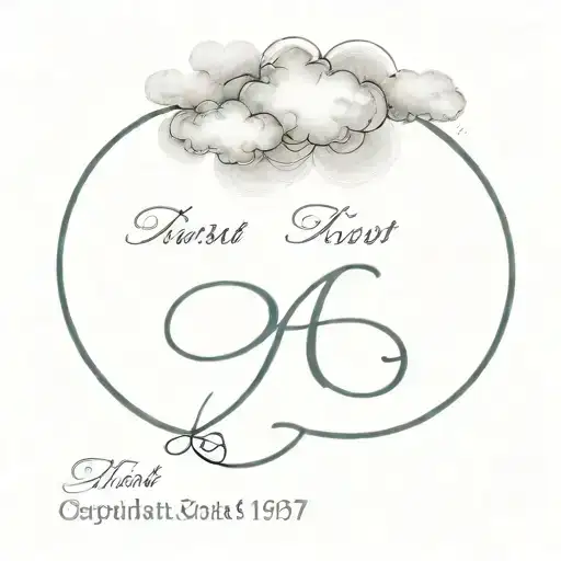 The Letters Kjw In Cursive Coming Through Clouds With The Date 1957-Infinity Underneath