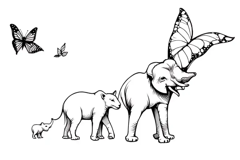 Wolf Cub Following Butterfly Following Elephant