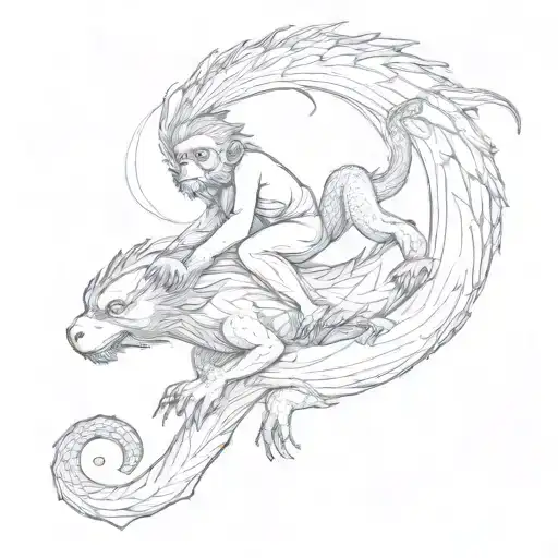 Monkey Riding A Dragon