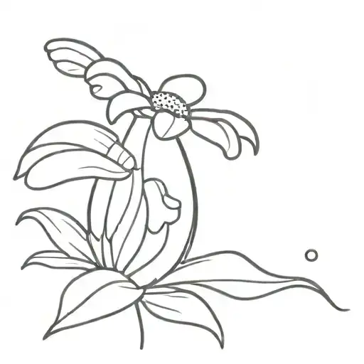 A Black And White Drawing Of A Daisy Blossoming From A Tear Drop