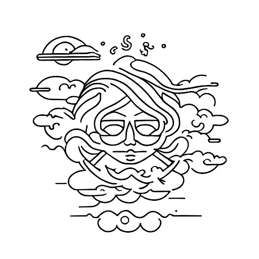 A Serene Minimalist Tattoo Of A Person Peacefully Sleeping On A Cloud