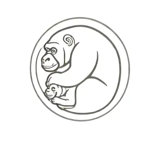 Mother Gorilla Holding Baby Gorilla