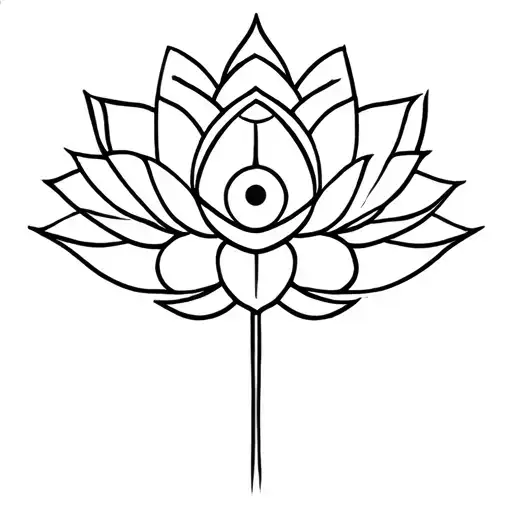 Lotus Flower And Third Eye Chakra Symbol Intertwined