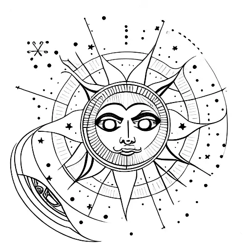 Sun And Moon With Constellations