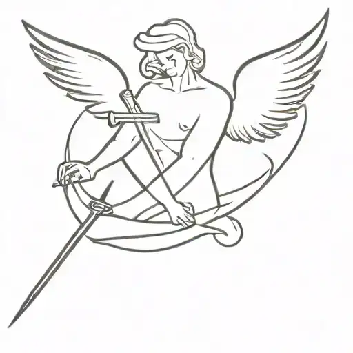 An Angel Throwing His Sword