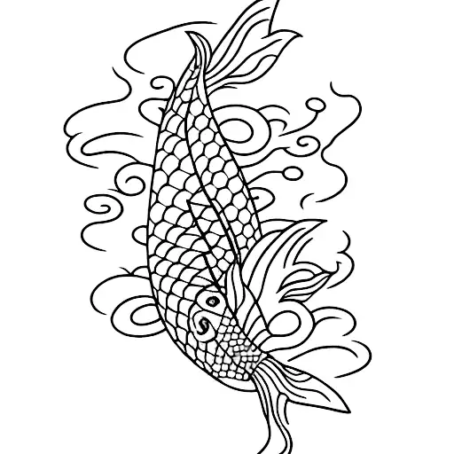 Koi Fish But Fins And Body Is All Floral