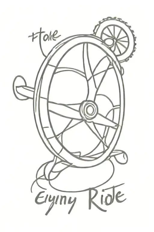 A Minimalist Tattoo Of A Steering Wheel With The Quote 'Take The Wheel And Enjoy The Ride'
