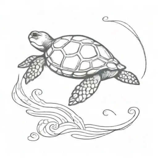 Baby Turtle Going Away Into The Sea