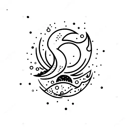 Crescent Moon With Burst Around It