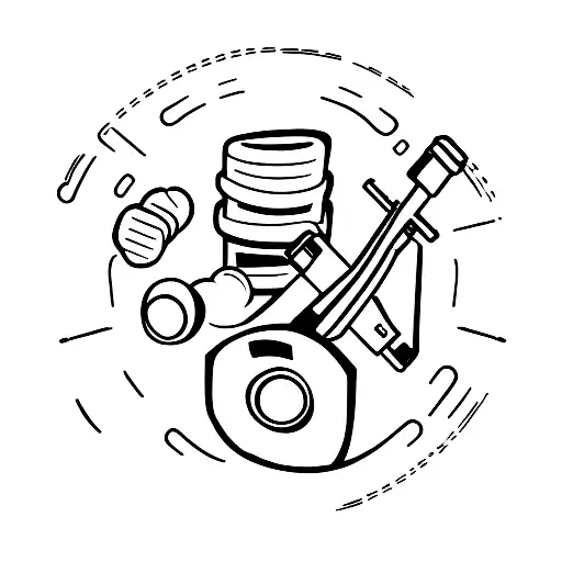 Gun And Dumbell And Padel