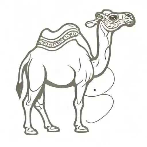 Camel With Mexican Sombrero On His Head Profile Holding