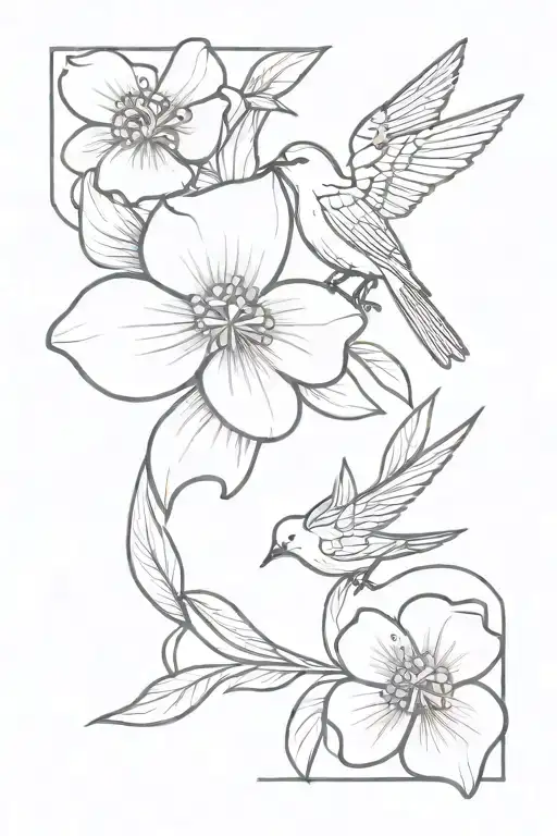 August Birth Flower With Bow And Red Bird