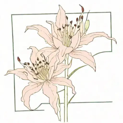 Red Spider Lily With The Stem Connected To A Needle And Sewing The Skin