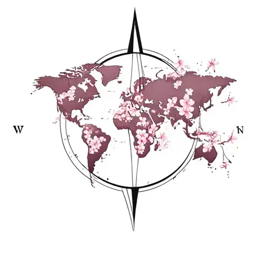 Anker Compass Cherry Blossom World Map