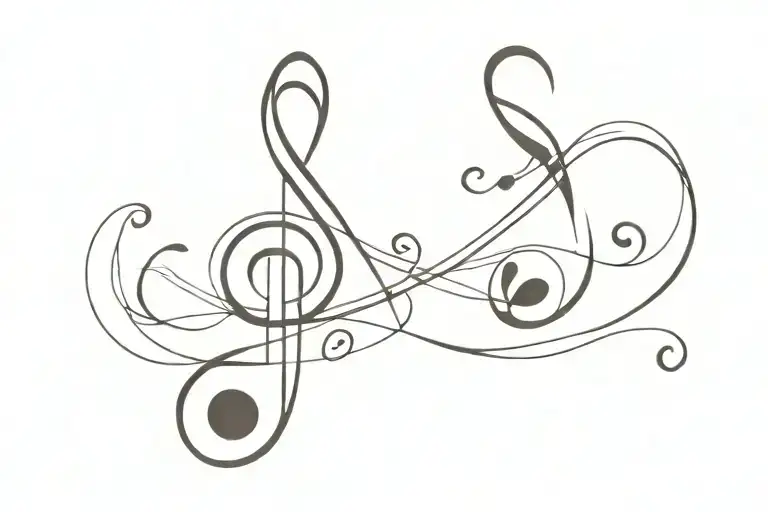 A Minimalist Tattoo Of A Music Note Intertwined With An Anime Character