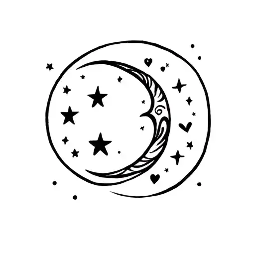 Unique Moon Doodle Swirls Star Moon Heart
