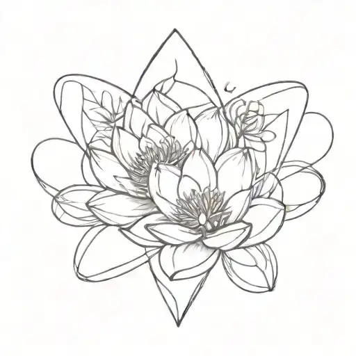 Water Lily And Violet Flowers Combined In Intertwined Hearts