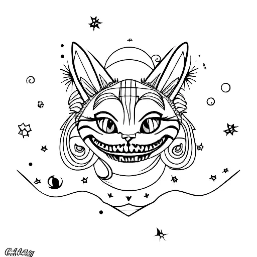 Cheshire Cat And Moon