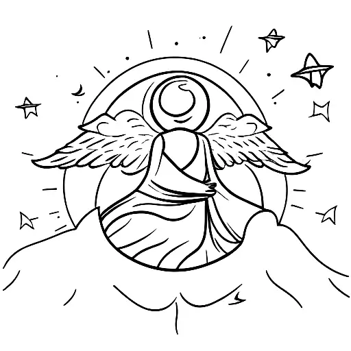 Sunrise And A Little Angel Near The Sun