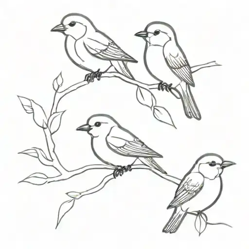 3 Little Birds Line Art