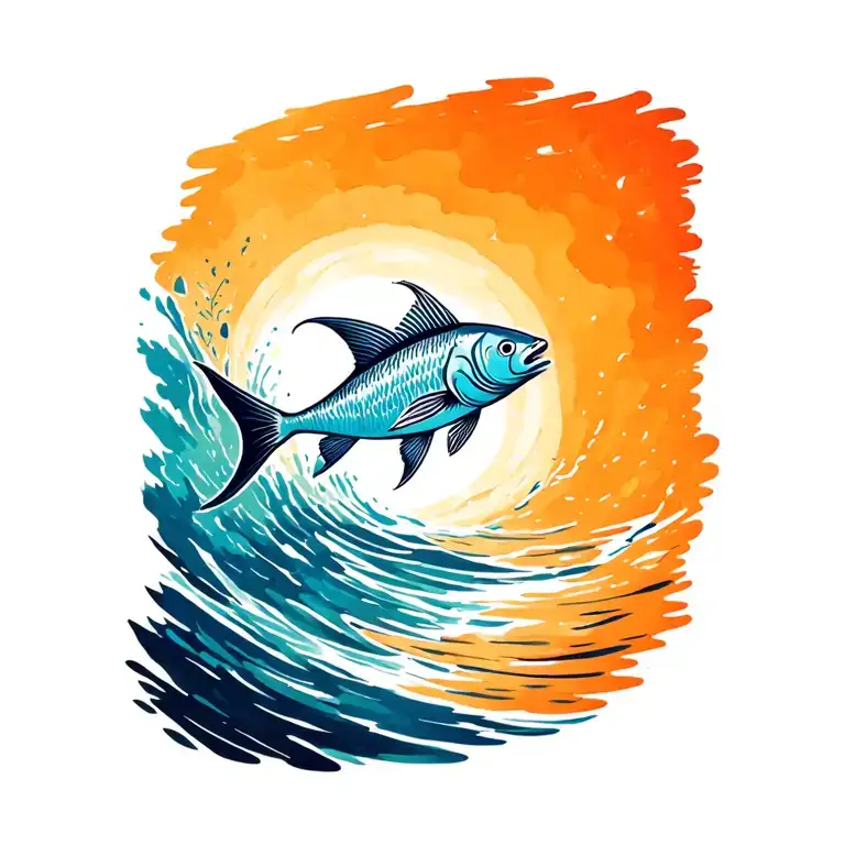 Jesus Fish Swimming Upstream