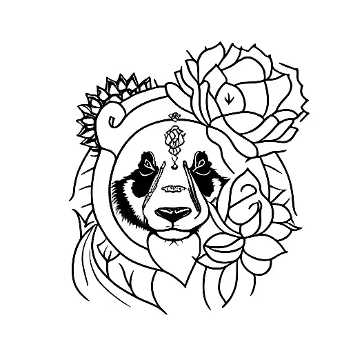 Standing Panda With Lotus In Hand