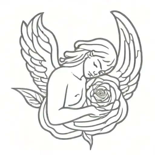 Crying Angel With A Rose