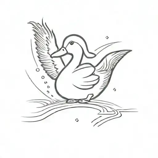 Duck Doodle Simple Tattoo Think Outside The Box Fine Line Guitar Wine