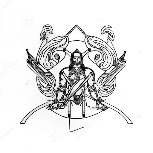 Sagittarius Zodiak Tatto With Tolkien Desing
