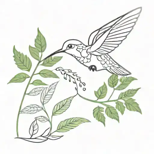 Hummingbird And Fern Leaf