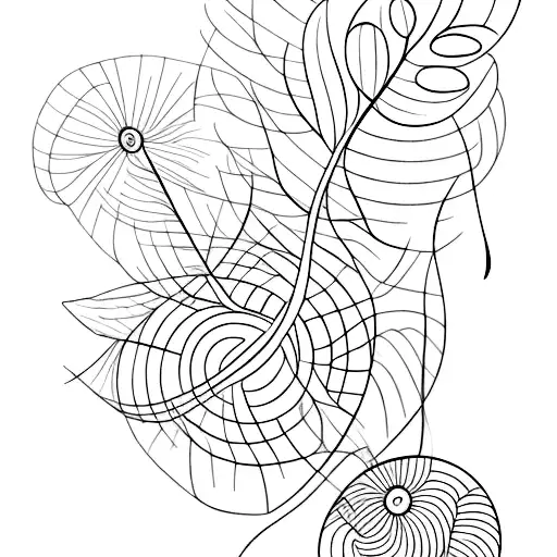 Daisey With Abstract Lines And Leaves